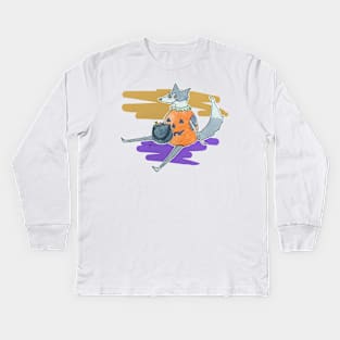 trick or treating collie Kids Long Sleeve T-Shirt